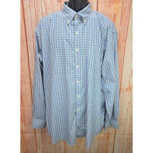 Peter Millar Mens XXL Button-Down Shirt Cotton Blend Blue & Tan Plaid